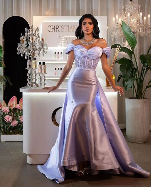 2024 Lilac Robes de soirée sexy enlève la sirène sirène satin berges de bal robe de bal de fête