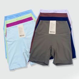 2024 LL Pantalones cortos de yoga Sentón desnudo de cintura desnuda de 8 pulgadas Gym Lulu Entrenamiento de Lulu Para Fitness Sports Push Up Running Leggings empuje fuerte con logotipo