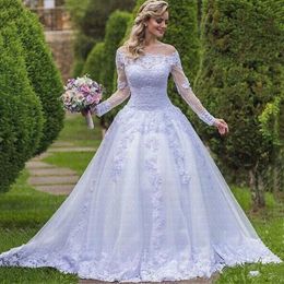 2024 manches longues robe de mariée sexy dentelle robes de mariée une ligne plage boho boutons couverts dentelle applique tulle une ligne froncée plus taille country beach vestido de novia