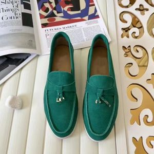 2024 Loro Piano Loafers Designer Casual schoenen Slippers Men Dames Loafers Flat Low Suede Leer Oxfords Casual Mocassins Loafer Slip Sneakers Dress Shoes 36-45
