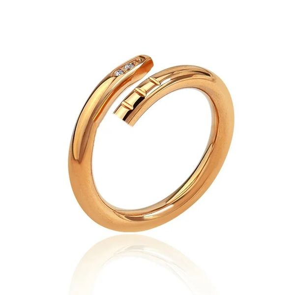 2024 Anneaux Love pour les femmes Ring Diamond Ring Designer Neuger Neuger Bijoux Fashion Classic Titanium Steel Band Gold Silver Rose Color Taille 6-9q10S1EQ