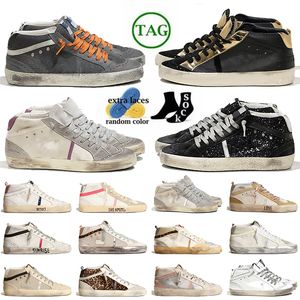 2024 Lage Top OG Mid Star Suède Glitter Gouden Studs Roze Zebra Designer Schoenen Zilver Vintage Italië Merk Handgemaakte Platform Platte Bal Sneakers Luxe Trainers