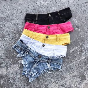 2024 Taille basse Denim Shorts pour femme 2021 Mode d'été Jean coton G-string Shorts dames maigre Sexy Club Super court Jeans femme