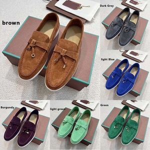 2024 LP Zapatos casuales para hombres Zapatos de diseñador Luxury Fashion Men Business Cuero de cuero plano bajo de gamuza Oxfords Oxfords casual Moccasins