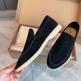 2024 LP Shoe Summer Marques Men Chaussures décontractées Loafers Low Top Suede en cuir oxfords Piana Moccasins Walk Mandin Slip on Locs Rubber Sole Flats with Box 36-46