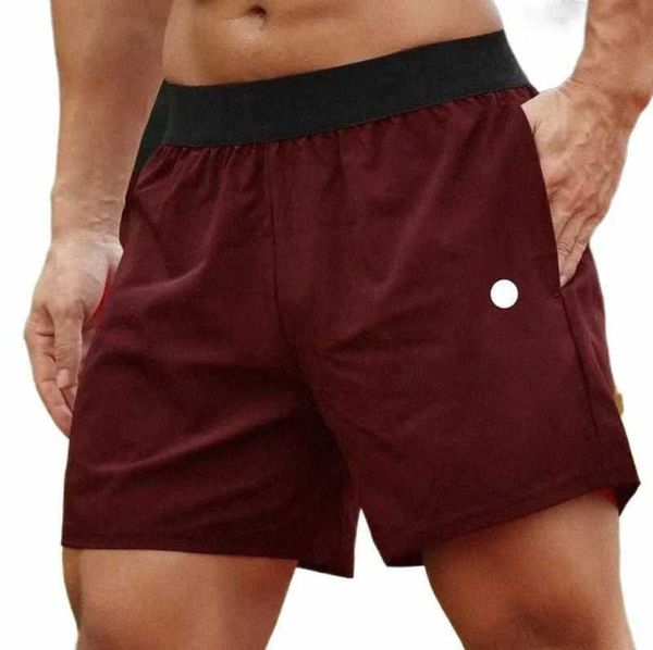 2024 lu lu lemen Hombres Yoga Pantalones cortos deportivos Fitness al aire libre Secado rápido Color sólido Pantalón casual para correr El mismo modelo para celebridades de Internet