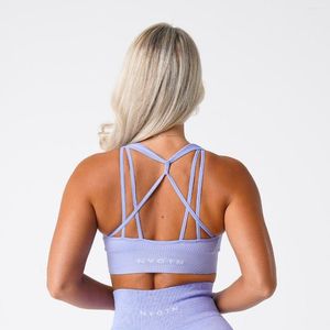 2024 Lu Lu Lemens Outfit NVGTN Yoga Galaxy Soutien-gorge côtelé sans couture pour femme - Soutien-gorge de sport doux - Gilet de gymnastique - Haut d'entraînement - Sous-vêtements respirants - Lingerie