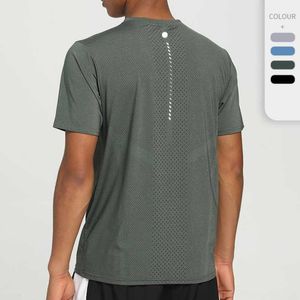 2024 LU LU LEMONS hommes chemises d'extérieur ls nouveau Fiess Gym Football Football maille dos sport T-shirt à séchage rapide maigre mâle