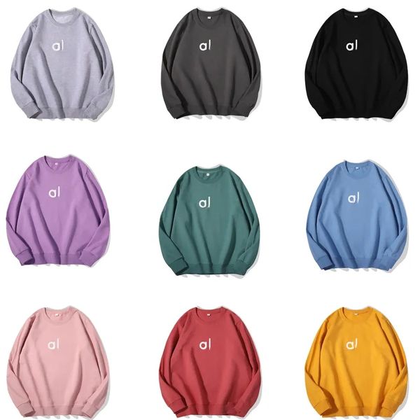 2024 Lu Lu Neck Sweater Crew Soho Pullover Sudaderas de gran tamaño Otoño/Invierno Ropa de chándal cálida Calentamiento suelto engrosado Unisex Casual Manga larga SweatTops