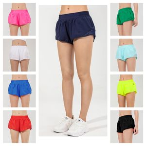 2024 Lu Yogashorts Hot atletische yogabroeken voor dames, elastische tailleband, hardloopzak, gym, atletische trekkoord buiten, sportieve trainingsshorts