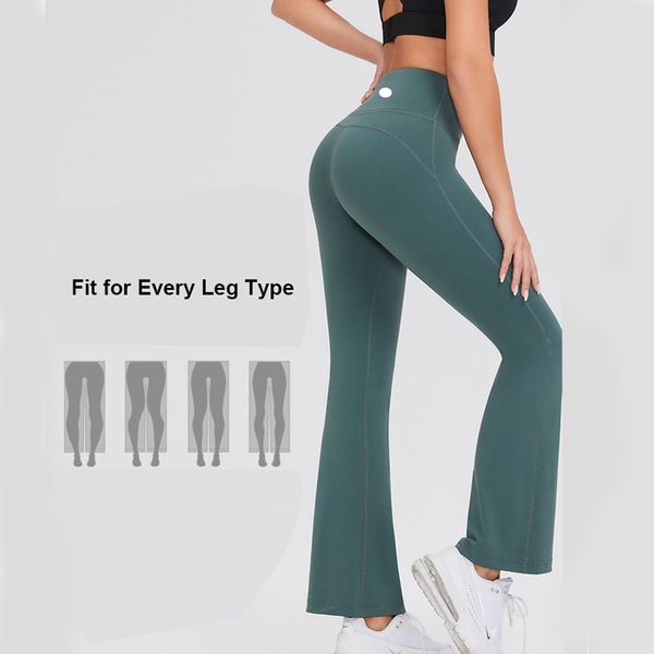 2024 Lulu New Flare Pant lycra tissu femmes Yoga Pantalon évasé High Waist Wear ll Leggings Elastic Fiess Lady Outdoor Sports Tableau 16