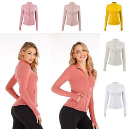 2024 Lululemen Veste pour femme Veste de yoga mince pour femme Fitness Solide respirant Entraînement Gym Manteau Sport Sweatshirts Zipper Tight Tops