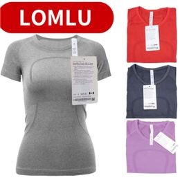 2024 lululemenI Dames Designer Yoga T-shirt Hoge Stretch Ademende Hardlooptop Sneldrogend Naadloos Korte Mouw Sportfiets Gym Jogging Fiess Wear 668vvv