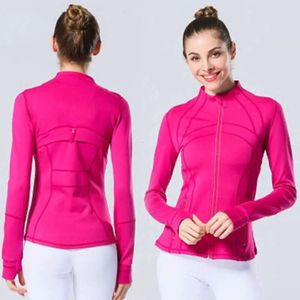 2024 Lululemeni yoga jas dames definiëren workout sport jas fiess sport snel droog actieve kleding top solide zip -up sweatshirt sportkleding motion ontwerp ng668