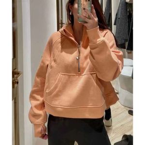 2024 lululemenI Yoga Sweatshirt Scuba Volledige Half Zip Hoody Hoodies Outdoor Leisure Sweatshirts Gymkleding Dames Tops Workout Fiess Dikke jassen hge664