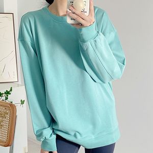 2024 LULULemenly dames yoga -outfit trui top casual losse gym perfect oversized crew sport shirts workout blouse vrouw antumn lange mouw voor fitness