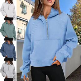 2024 lululemom Womens Yoga Scuba Half Zip Hoodie Jacket Designer Trui dames Define Workout Sport Jas Sweatshirt Sport