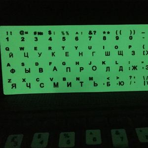 2024 Lumineuze toetsenbordstickers Letter Beschermende film Alphabet Layout voor laptop pc Spaans/Engels/Russisch/Arabisch/Franse taal lichtgevend