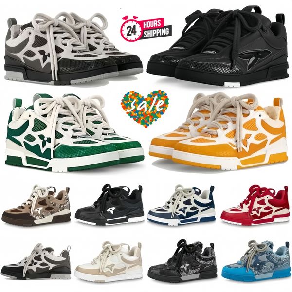 Chaussures de baskets de skate de créateur de qualité supérieure Men de luxe Traineur de baskets Virgil Calfskin Lettre de haute qualité Superlays plate-forme en cuir Sneaker Sweet Sneaker Chaussures décontractées