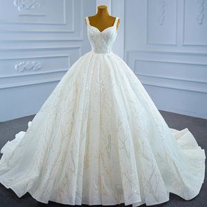 2024 Luxe baljurk trouwjurken Sweetheart mouwloze riemen kanten pailletten bruid formele jurken gewaad muurvestidos de novia customeded