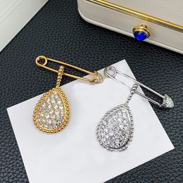 2024 Luxury Brand Pure 925 Silver Jewelry Full Diamond Water Drop conception Bohermia Style Party Bijoux Fine Quality Brooch 240507