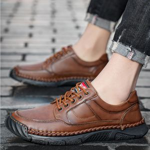 2024 Luxe Casual Heren Schoenen Handgemaakte Lederen Schoenen Herfst Winter Vintage Stijl Casual Mannen Schoenen Lace-Up Enkel wandelschoenen Maat 38-48