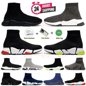 2024 Luxe vrijetijdsschoenen 17FW Paris Sock Boots Speed 1.0 2.0 designer sok Platform Trainers Instapper Platte zool Drievoudig zwart Wit beign rood Loafers glanzend gebreid snelheid 2.0