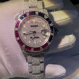 2024 Reloj mecánico de hip hop automático personalizado de lujo VVS D Mosangshi relojes exquisitos de diamantes completos para hombres y mujeres diseñador