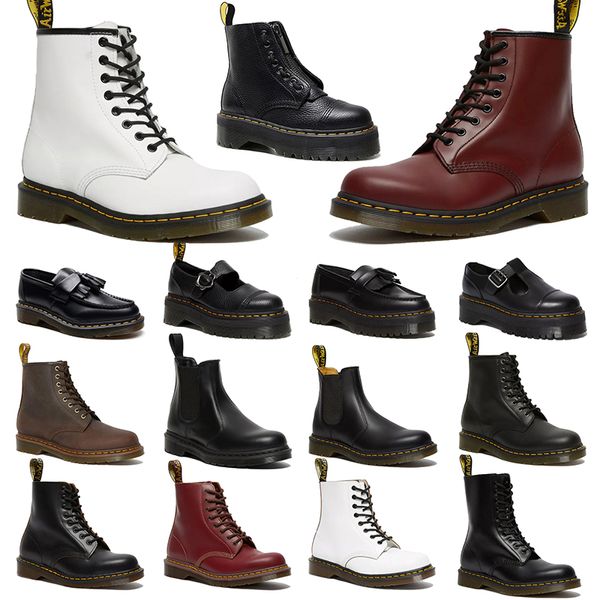 2024 Bottes de créateurs de luxe Dr Martins Bottes d'hiver Cuir Noir Demi-bottes Genou Doc Martens Classique Western Bottes de neige Bottes d'hiver Plate-forme Bottes pour femmes