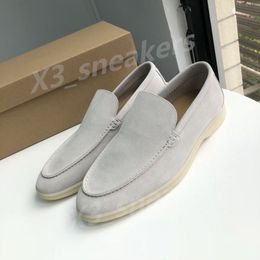 2024 Luxe Designer LP Loafers Schoenen Open Walk Suède Loro P Schoenen Enkellaarsjes Mode Vrouwen Slip op Heren Wandelschoenen Korte Laars 35-46 M42