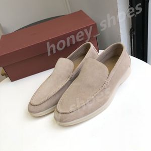 2024 Luxe Designer LP Loafers Schoenen Open Walk Suede Loro P Schoenen Enkellaarsjes Mode Vrouwen Slip op Heren Wandelschoenen Korte Laars 35-46 H41