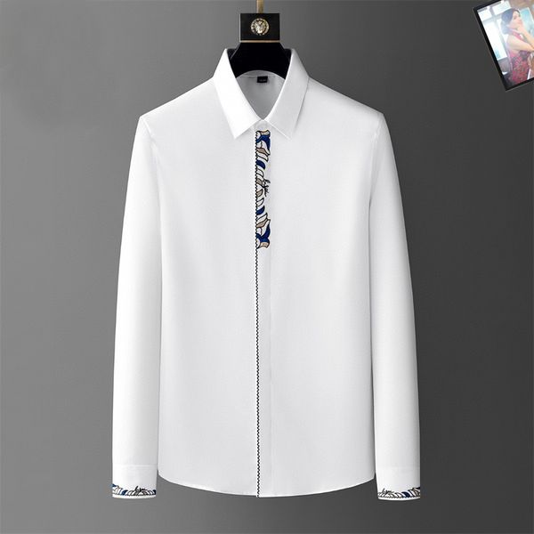 2024 Luxury Designer Men's Shirts Fashion Casual Business Social and Cocktail Shirt Brand Spring Automne Slimnming les vêtements les plus à la mode M-5XL