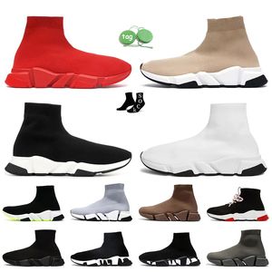 2024 Luxe Designer Sok Trainers Schoenen Dames Heren Snelheidstrainer Zwart Wit Rood Graffiti Mode Snelheden 2.0 Heldere Zool Sokken Lopers Platform Loafers Sneakers 36-45