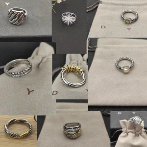 2024 Luxe DY merk Trouwringen Twisted Twee Kleur Kruis parels Designer Ring voor Vrouwen Mode 925 Sterling Zilver Vintage dy Sieraden mode Diamant luxe Gift
