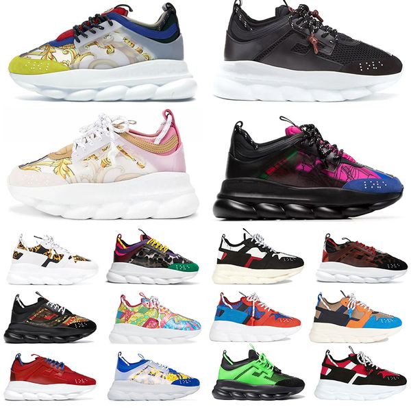 2024 Mode de luxe Hommes Femmes Verseaces Designer Casual Chaussures Rose Noir Multicolore Caoutchouc Daim Blanc Fluo Verseaces Léopard Plateforme Baskets Chainz Chaussures