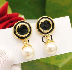 Bijoux de luxe à la mode, dernière goutte noire, pendentif en perle, lettre GG, boucles d'oreilles pour femmes et filles, cadeau sans boîte, 2024
