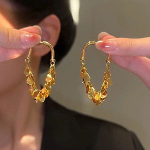 2024 Luxury Long Tassels Drop oorbellen voor vrouwen Fashion Delicate Leaf 14K Gold Earring Party Girl Koreaanse sieraden Geschenken Hanglang oorbellen