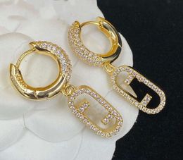 2024 Luxe Master diamanten studs 14k witgoud Design Dames Oorbellen Letter F Oorbellen Charm Gift9