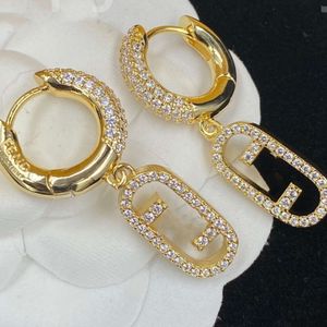 Boucles d'oreilles de luxe en diamant pour femmes, Design en or blanc 14 carats, lettre F, breloque, cadeau 9, 2024