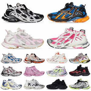 2024 Luxe Hommes Casual Chaussures 1: 1 Track Runners 7 7.0 Graffiti Dark Taupe Cuir Blanc Noir Argent Rose Nylon Mesh Designer Baskets Femmes Taille 35-46 Tracks Formateurs