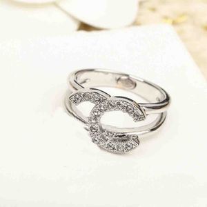 2024 Luxury kwaliteit charme punkband ring met diamant in verzilverd hebben Bo x stempel twee lagen ps7572a