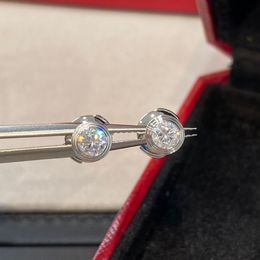 2024 Luxe kwaliteit charme stud oorbel ronde vorm met 20 "diamant in twee kleuren verguld met stempeldoos v goud materiaal PS3189B