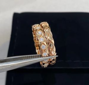 Bague fine en or charn v de qualité de luxe 2024, avec diamant plaqué en deux couleurs, avec boîte à tampons PS3132B