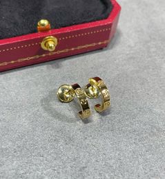 Boucle d'oreille demi-ronde en or V de qualité de luxe, plaquée en trois couleurs, avec timbre et boîte supérieure, PS2118, 2024