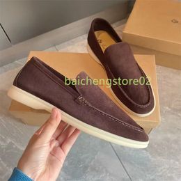 2024 Luxury Summer Walk Flats Men Mobinefort Casual Soft en cuir Soft Tendon Boîte de bœuf élastique Chaussures de créateurs de créateurs pour l'homme 38-46EU B3