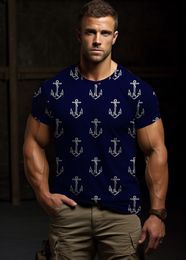 2024 T-shirt de luxe T-shirt pour hommes et femmes T-shirt Blue Boat Anchor Imprimé court manche courte de mode Summer DDTXA94