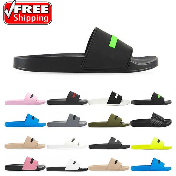 2024 Livraison gratuite Luxurys Designers Pools Slides Pantoufles Hommes Femmes Noir Fluo Vert Caoutchouc Beige Blanc Jaune Rose Plat Beach Sports Baskets Mode Sandales Chaussure