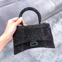 2024 Luxurys Femmes Haute Qualité Totes Sacs Sablier Incrusté Glisten Strass Diamant Sacs Hommes Embrayage Sac À Main Cross Body Épaule En Cuir Véritable Lady Designer