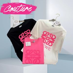 LW – T-shirt avec serviette et motif brodé de lettres pour femmes, noir, blanc, rose, SML, nouvelle collection printemps/été 2024