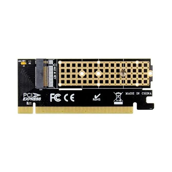 2024 M.2 Adaptateur SSD PCIE Adaptateur en aluminium Shell LED Extension Carte d'adaptateur informatique Interface M.2 NVME SSD NGFF TO PCIE 3.0 X16 Risefor pour l'adaptateur de coque en alliage en aluminium